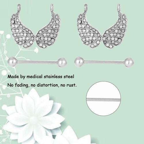 Schmetterling Brustwarze Schmuck Brustwarze Langhantel 14g Brustwarze Piercing Brustwarze Ring Bar Körper - Bild 4 von 35