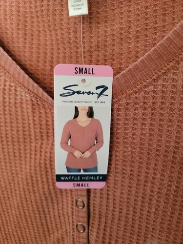 Seven7 Damen Langarm Snap Waffle Henley - Bild 2 von 6