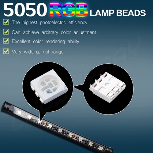 4x 36LED Tira de luz de ambiente interior de coche RGB Strip IR Remote Music - Picture 5 of 8