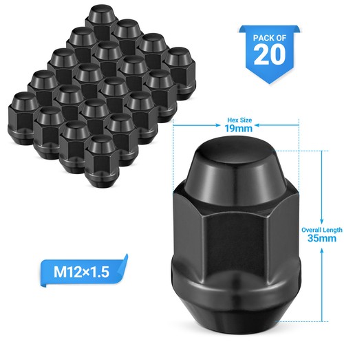 20 Pc Dodge Lug Nut M12x1.5 Black Fit Avenger/Caliber/Grand Caravan/Jourey etc - Picture 1 of 6