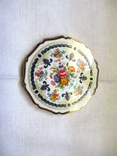 Vintage Stratton PURPLE/BLUE FLEUR DE LIS Floral Enamel Powder / Makeup Compact