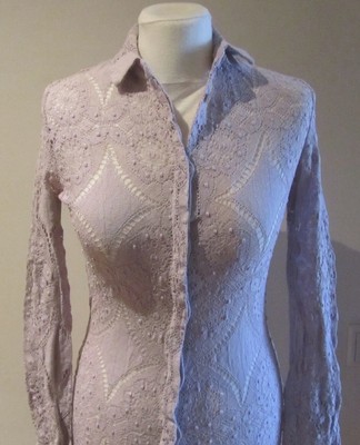 Burberry edle DamenBluse feines Hemd Gr. S Lila exzellente Hemdbluse Gr 40 Italy