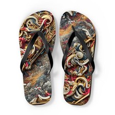 Artistic Flip Flops for Summer Vibes, Beach Footwear, Custom Sandals, Unique