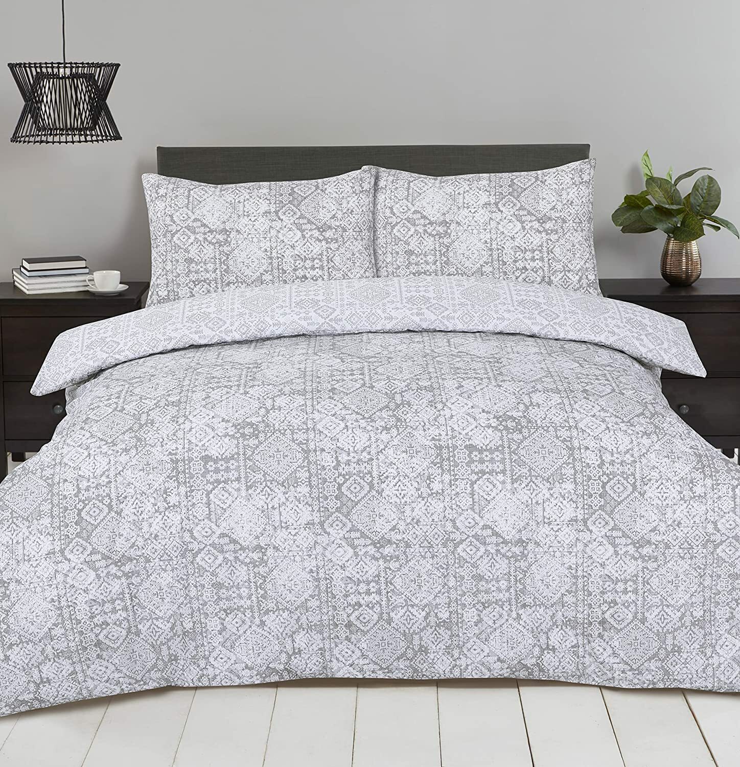 MHG Living Percale Reversible Ethnic Design Duvet Cover Set, Grey eBay