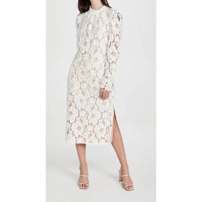wayf lace midi dress WAYF Long Sleeve Scallop Hem Dress