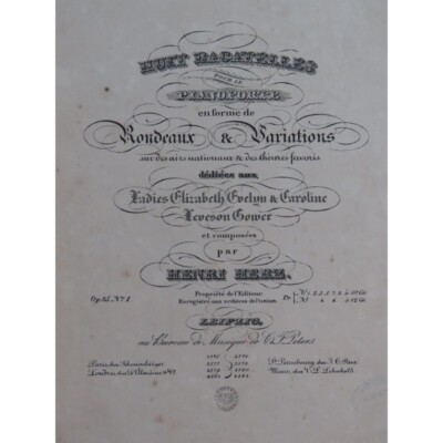 HERZ Henri Bagatelle op 85 No 1 La Bergère du Valais Klavier ca1835