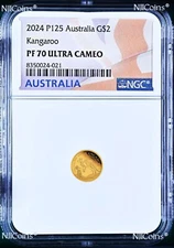 2024 Australia Mini Roo Kangaroo PROOF 9999 GOLD 0.5g $2 NGC PF70 Coin Flag LB