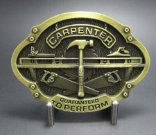 NEW 3-D CARPENTER HAMMER SAW COLOR YELLOW LEVEL BELT BUCKLE
