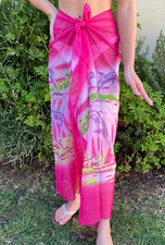 Sheer Sarong Pink Tropical Dolphin Beach Bikini Cover-up Wrap Skirt Dress