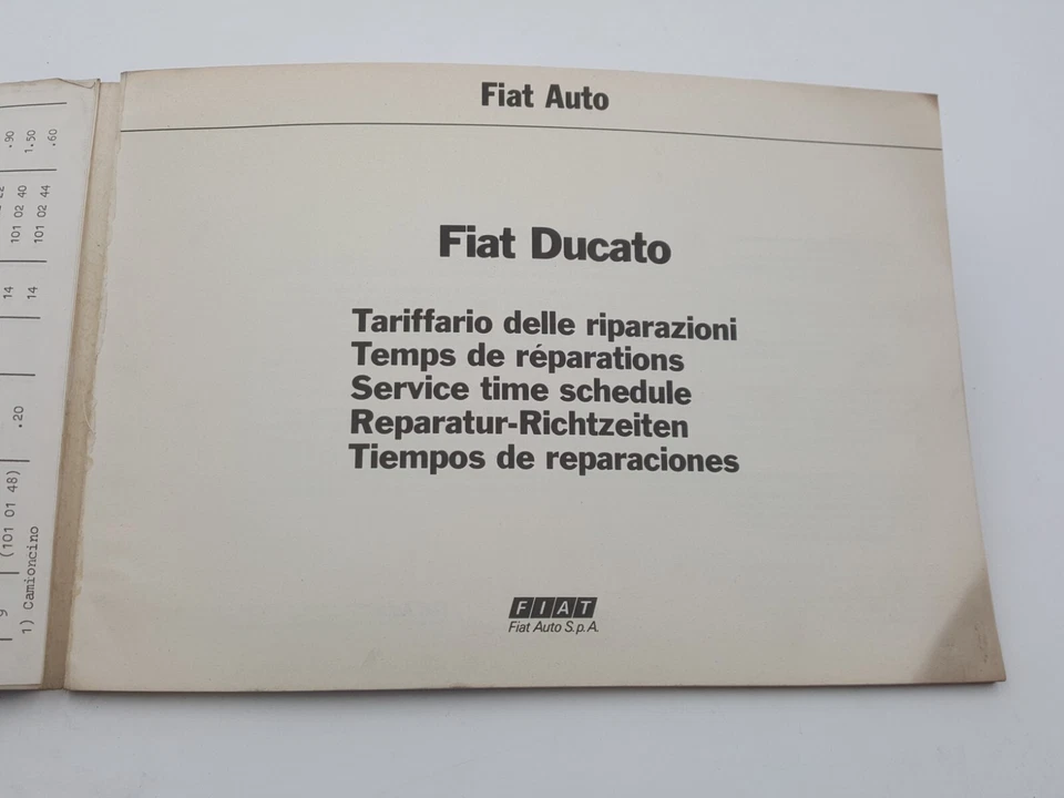 Manual De Taller Fiat Ducato Tarifario De Reparaciones Asistencia Técnica 1981 - Imagen 4 de 4