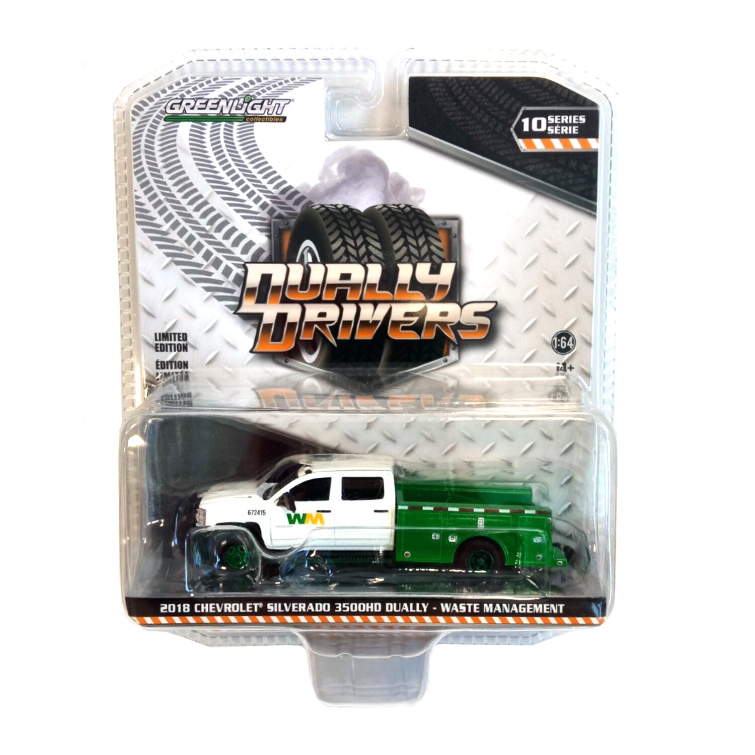 GREENLIGHT GREEN MACHINE 46100-C 1:64 2018 Chevrolet Silverado 3500 Dually Servi