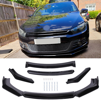 Gloss Black Front Bumper Lip Splitter Spoiler Chin Body Kit For VW Scirocco Golf