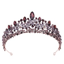Vintage Baroque Burgundy Crown Tiara purple dark Princess Queen headdress bridal