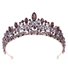 Vintage Baroque Burgundy Crown Tiara purple dark Princess Queen headdress bridal
