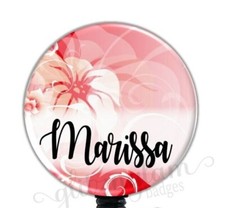 Tropical Badge Holder, Pink Flower Badge Reel, Personalized Badge Reel GG4711
