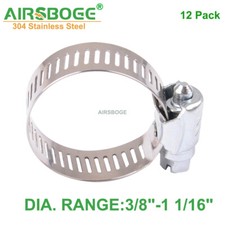 New 12 Pack 3/8"-1 1/16" Adjustable 304 Stainless Steel Band Hose Clamp #10