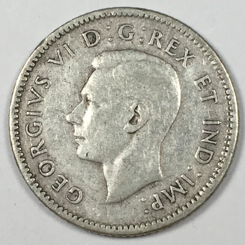 1946 Canada 10 Cents - George VI - Fine (F) KM#34 - 80% Silver - 5673
