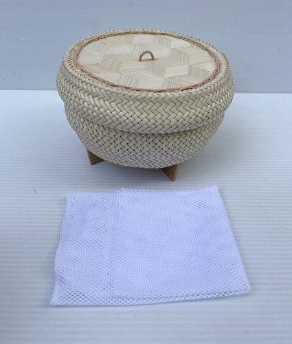 Vintage Thai Handicraft Cooker Bamboo Basket & Lid Steamer Sticky Rice Dim Sum - Picture 61 of 84