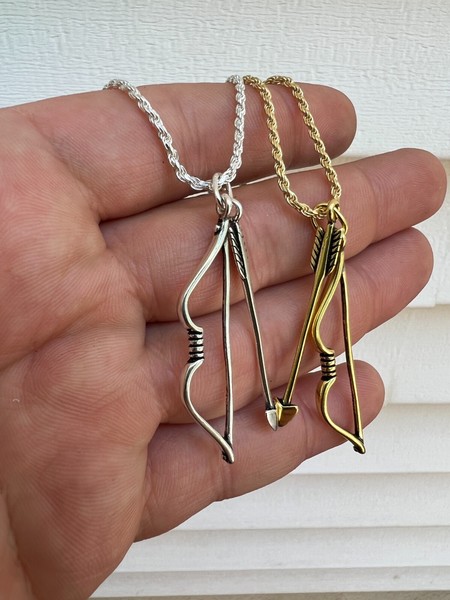 Alternate view of Real 925 Silver 14k Gold Plated Bow Arrow Cupid Pendant Necklace Charm