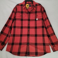 Carhartt Flannel SHIRT Mens 2XL RED PLAID OUTDOOR Long Sleeve Heavyweight NWT