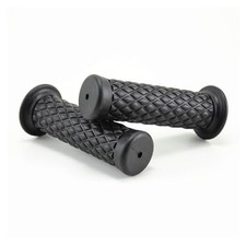 Motorcycle Hand Grips, 7/8" Vintage Non-Slip Rubber Handlebars, Soft Black