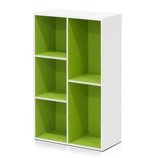 11069WH-GR 5-Cube Reversible Open Shelf White & Green