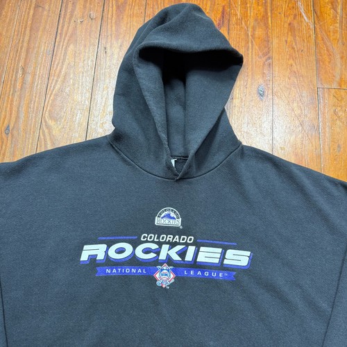 Vintage Colorado Rockies Hoodie Mens Size 2XL MLB Black Pullover - Picture 2 of 6