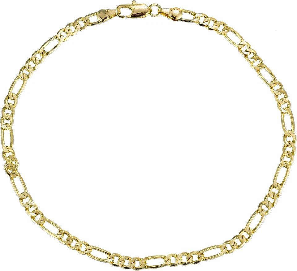 Elegant Cuban Link Gold Anklet with 4mm Figaro Chain - Adjustable Sizes - Image 3 of 4
