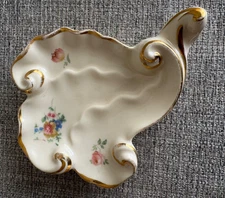 Vintage Floral Trinket Dish Hand Painted Ceramic Jewelry Holder , Gold Embossed