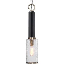 Uttermost 22191 Jarsdel Mini Pendant Black and Antique Brass