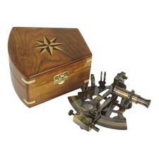 Sextant in Holzbox aus Messing antik 12,5 cm Sea-Club