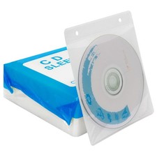 CD Sleeve Case 100 Pack Double Sided Refill Plastic Binder Storage White
