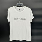 DKNY JEANS Womens White Graphic T Shirt Crew Neck Short Sleeve Size M