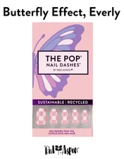 Red Aspen Press On Nails, Medium Coffin, Butterfly Effect, Everly b2 