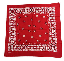 Vintage Red/White Bandana Handkerchief USA Made RN14193 All Cotton Colorfast EUC
