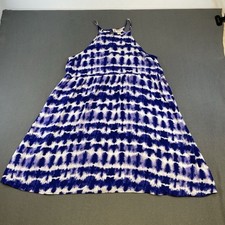 Mossimo Women Halter Dress Blue White Tie Dye Sleeveless Summer Casual M