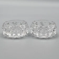 2 Vtg Fostoria American Salt Cellars Finger Dip Glass Bowls Open Clear Cut Read