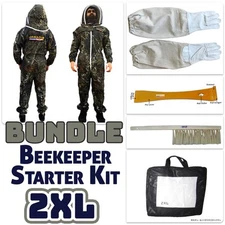Jawadis Premium Beekeeper Suit Bundle – 2XL Gloves, Hive Tool & Brush Included