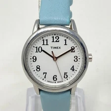 Timex Easy Reader Watch Women 31mm Silver Tone Indiglo Blue Band New Battery