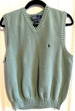 Vintage Polo Ralph Lauren Vest 100 Cotton Y2K Preppy Logo Sage Green Sz L