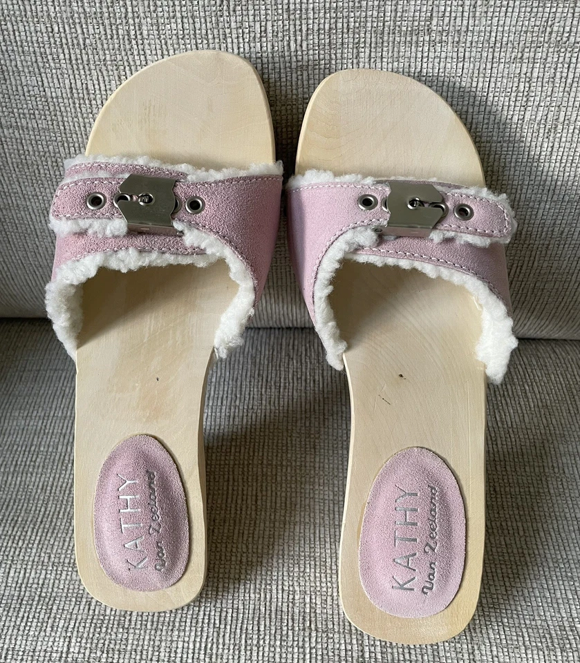 Zuecos Kathy Van Zeeland Rosa Vintage Gamuza/Hebilla Sherpa Sin Cordones Talla 8 NUEVO Foto 2 de 4