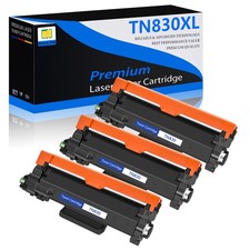3PK TN830XL High Yield Black Toner Cartridge for Brother HL-L2460DW DCP-L2640DW
