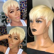 Blonde Short Human Hair Wigs For Black Women Straight Human Hair Wig 613 Wig