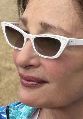 Mui Mui Sunglasses White With Mini Rhinestone High Quality(Prada s Line)