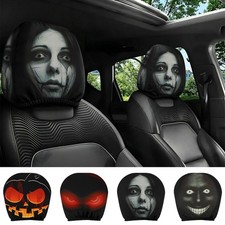 2x Car Halloween Headrest Cover - Funny Ghost Face Protector For Suv Truck Sedan 2x Car Halloween Headrest Cover - Funny Ghost Face Protector For Suv Truck Sedan