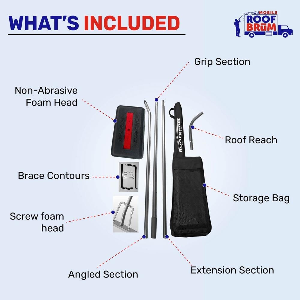 Oversized Foam Snow Rake with 3-Piece 12 Ft. Handle for Large Vehicles, RV, Work