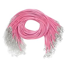 100 Pack 18" Waxed Necklace Cord, 2mm Bracelet Cord with Lobster Clasp Pink 