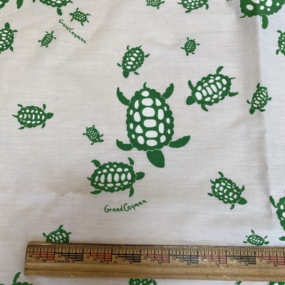 RARE Grand Cayman Island Sea Turtle Fabric, 56x44'' cotton blend screen printed
