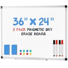 Magnetic Dry Erase Board Whiteboard, 36 X 24 Inches, Silver Aluminum Frame,...