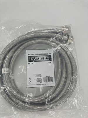 #ad 2 Pack Everbilt 4 ft Stainless Steel Washer Washing Machine Hose with Elbow $8.95